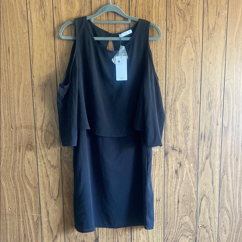 Mango Black Sheath Dress Cold Shoulder Sleeveless